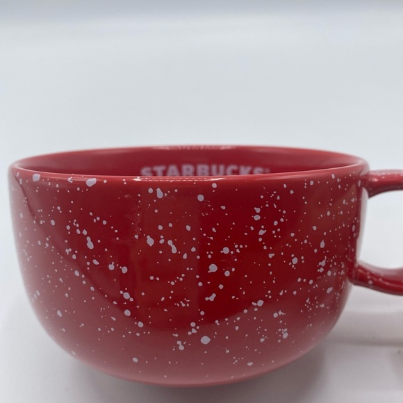 Starbucks 2019 Red Mug  With White Specks Ceramic Coffee Tea Soup Bowl 16 oz - Picture 3 of 6